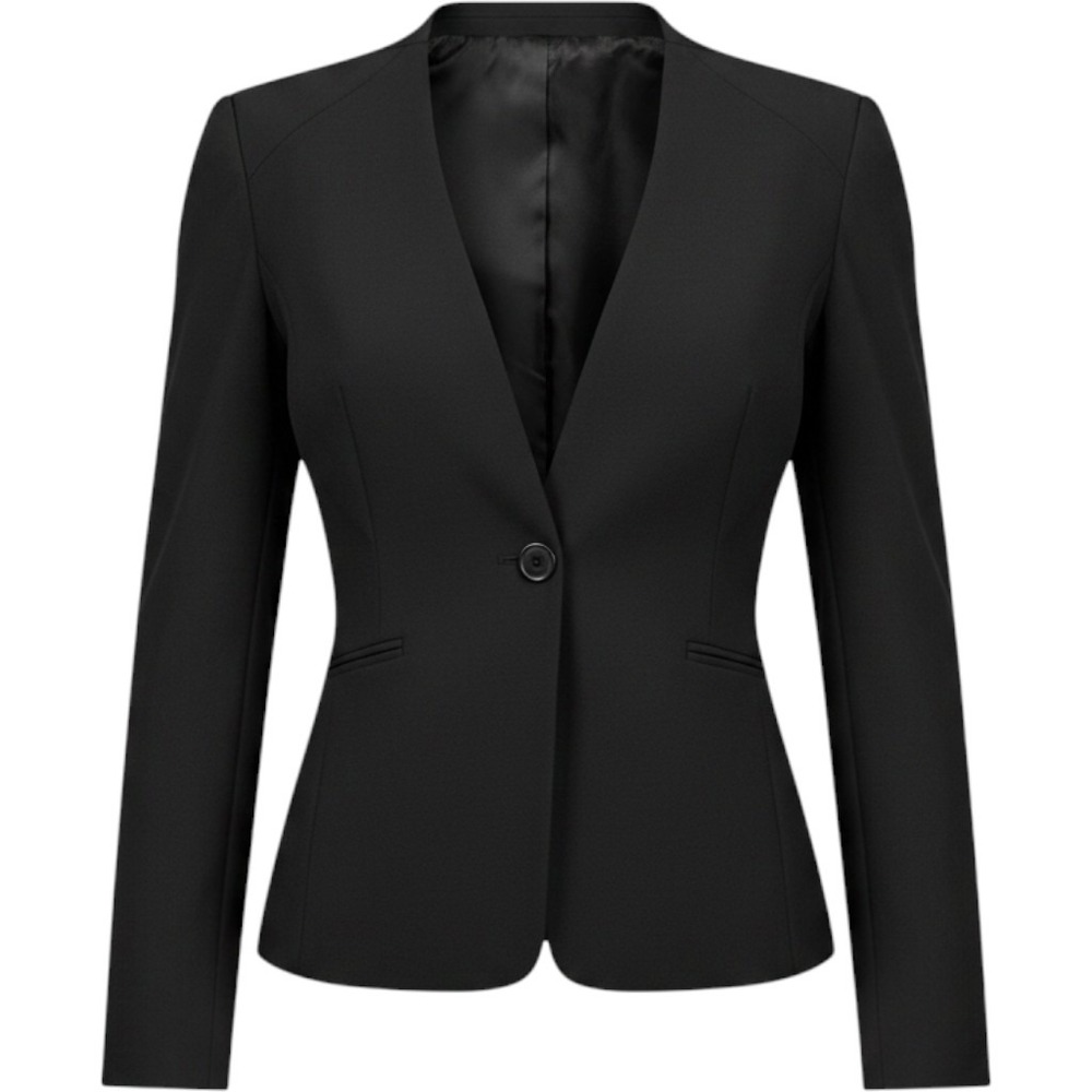 Scoop Womens Black Collarless Single‎ Button Blazer Jacket Size L WMTWOW55158
